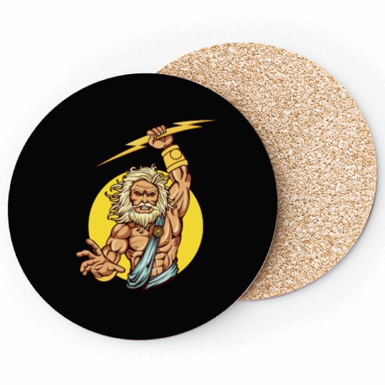 Comic - God Zeus Lightning - bright Coasters
