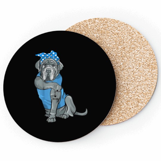 Neapolitan Mastiff Dog Tattoo I Love Mom Coasters