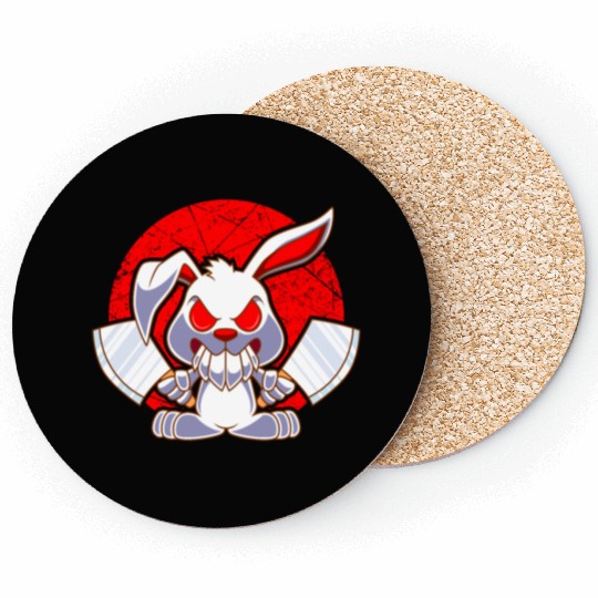 Armed Bunny Evil Hasi Knife Butcher Coasters