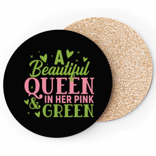 A Beautiful Queen in her Pink and Green | HBCU AKA Coasters
