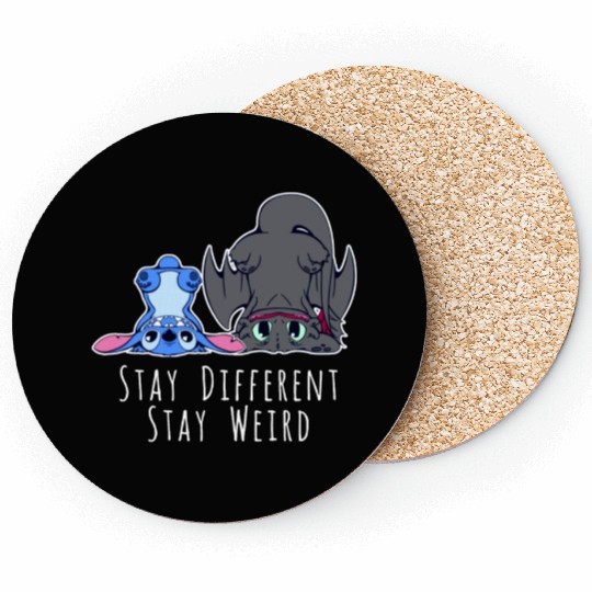 Stay Different Stay Weird Toothless And Stitch Coasters