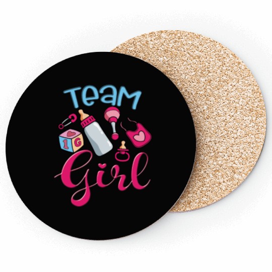Cute Team Girl, Gender Reveal, It's A Baby Girl Coasters
