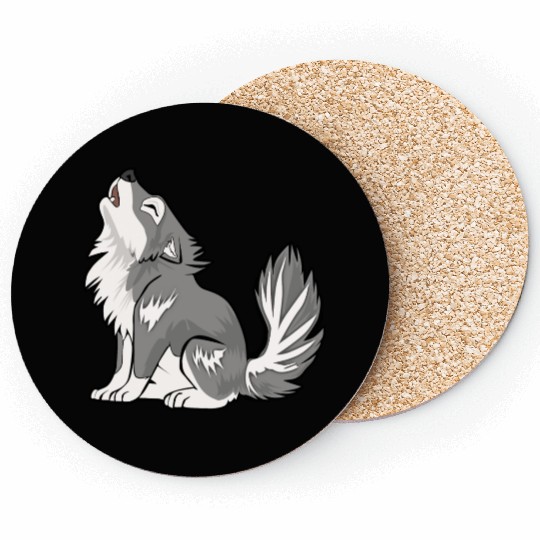 Cute Baby Howling Wolf Cub Gifts Animals Lover Coasters