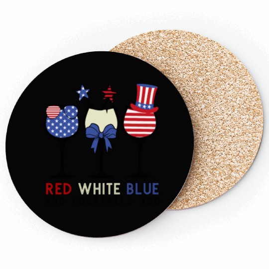 Red White Blue and Cocktails Coasters