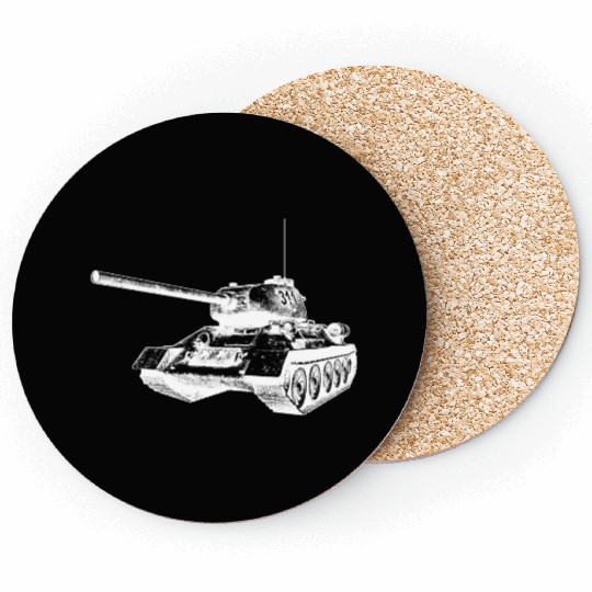 Tank T34 reverse - white Coasters