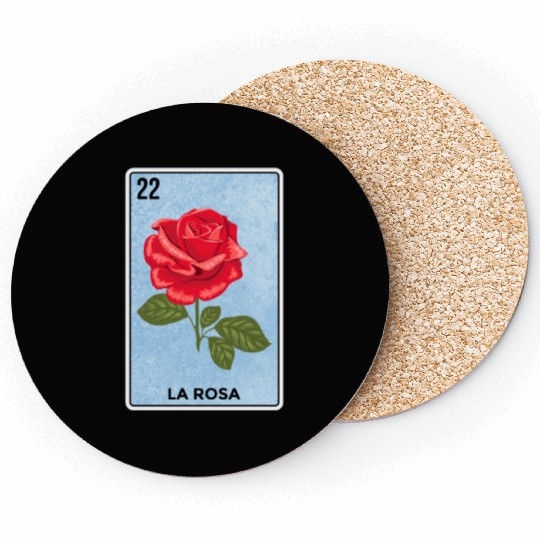 La Rosa Red Rose Mexico Lottery Bingo Funny Card Coasters