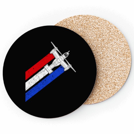 V-22 Osprey Helicopter Red White Blue Contrails Coasters