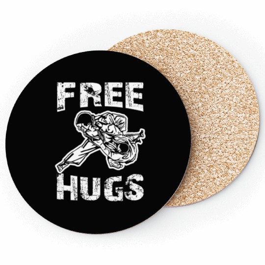 Funny Free Hugs Jiu Jitsu BJJ Choke MMA Gear Coasters