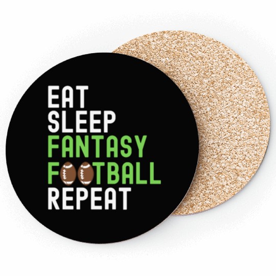 Eat Sleep Fantasy Football Repeat FFL Champion Coasters