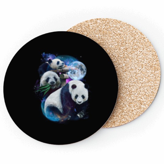 3 Moon Panda Funny Sichuan Bamboo Bear Animal Love Coasters