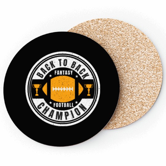 Back to Back Champion Fantasy Football Draft Party Coasters