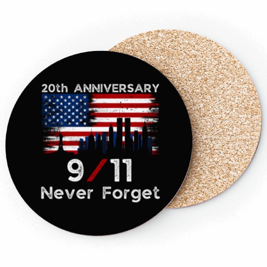 Never Forget Usa 9/11 The 20th Anniversary Patriot Coasters