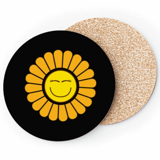 Sunflower smile Face Girl Happy Flower Sunflower Coasters