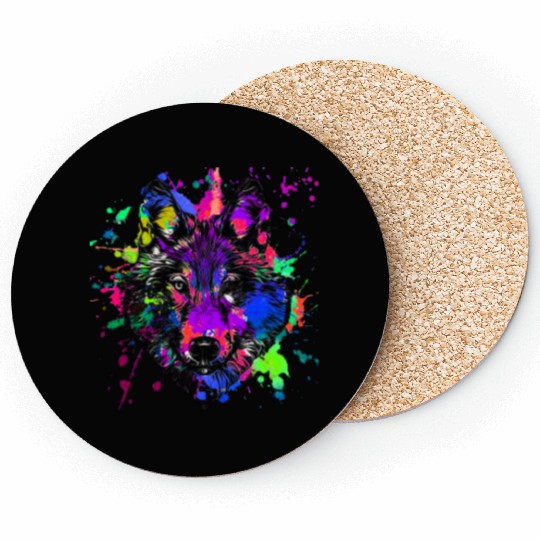 Paint Splatter Wolf Coasters