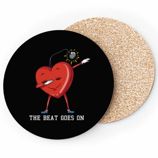 The Beat Goes On Dabbing Heart With Pacemaker Reci Coasters