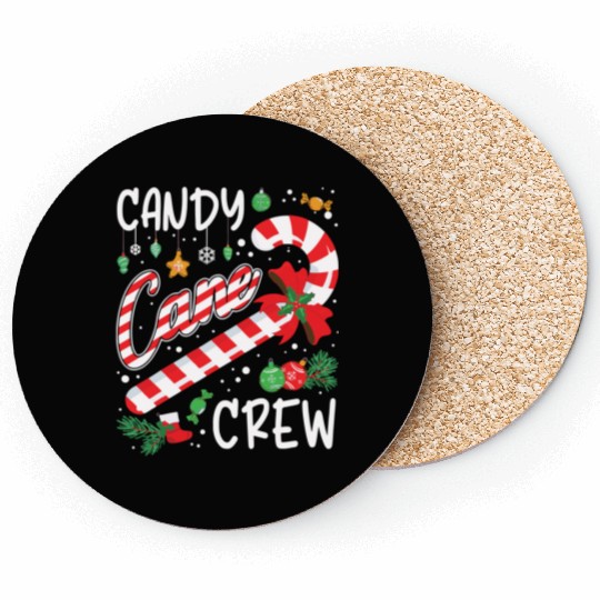 Candy Canes Crew Christmas Matching Group Xmas Coasters
