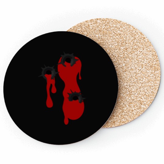 Heart Shot Bullet Hole Gamer Halloween Gangster Coasters