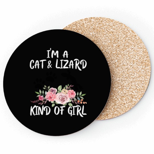 I Am Cat & Lizard Kind Of Girl Paws Coasters