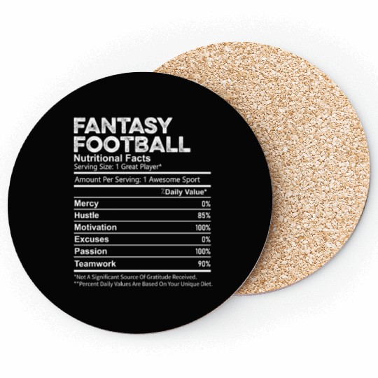 Funny Fantasy Football Nutrition Facts Player Men Coasters