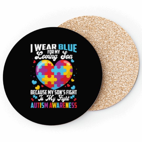 I Wear Blue For My Loving Son Autism Awareness Coasters