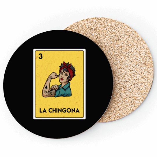 La Chingona Mexican Lottery Bingo Game Card Player Coasters