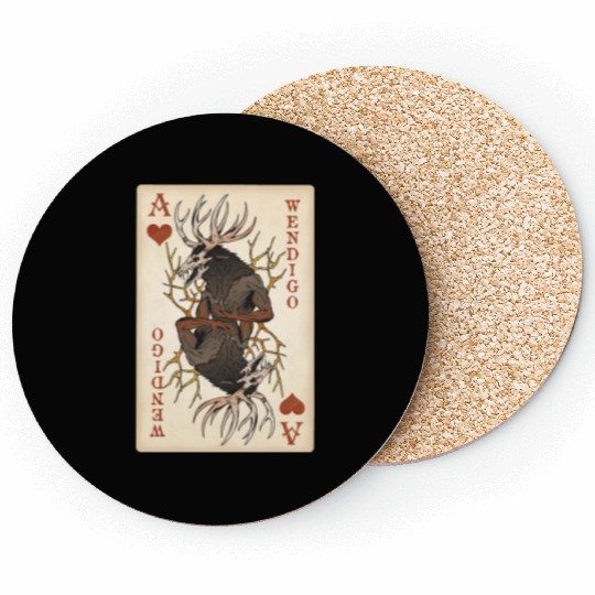 Wendigo Playing Card - Ace of Hearts Cryptid Art Coasters