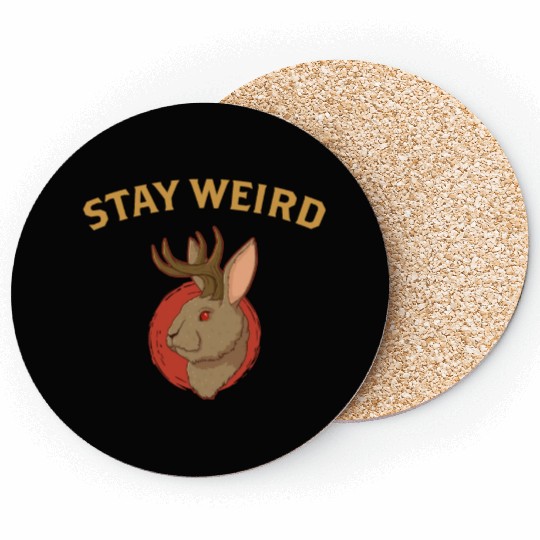 Stay Weird Cryptozoology Cryptid Jackalope product Coasters