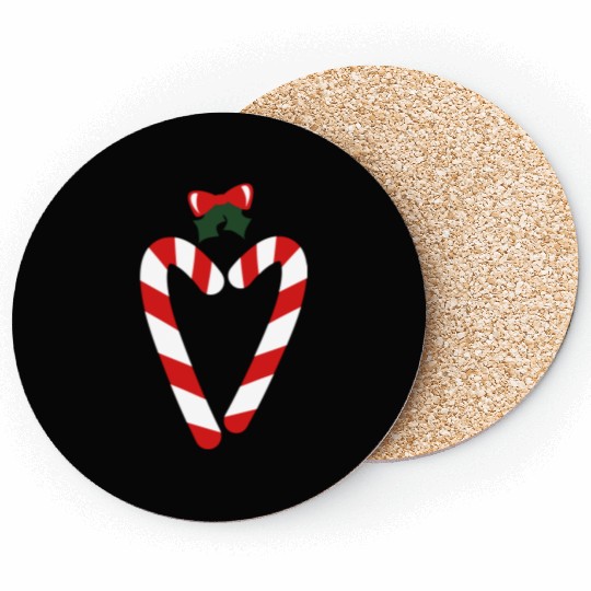 beautiful christmas candy canes in love heart with Coasters