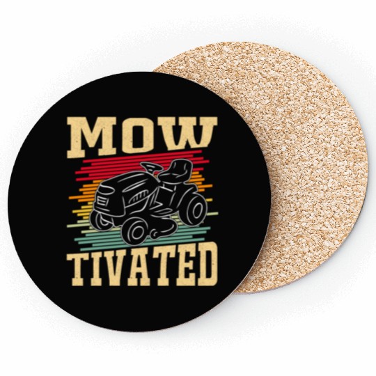 Landscaper Humor Motivated Lawn Mower Funny Garden Coasters
