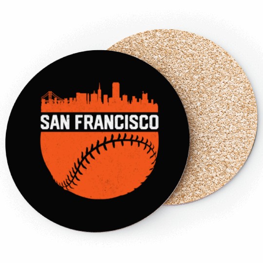 Vintage Downtown San Francisco Cali Skyline Baseba Coasters