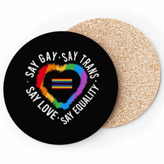 LGBT Transgender Pride Flag Gift Say Gay Say Trans Coasters