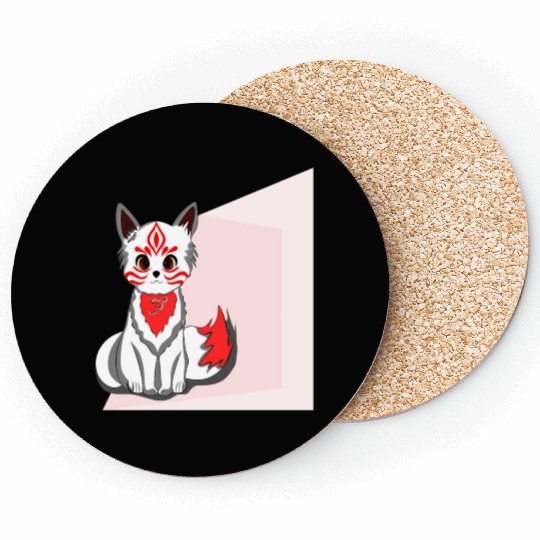 Red Kitsune Fox Coasters