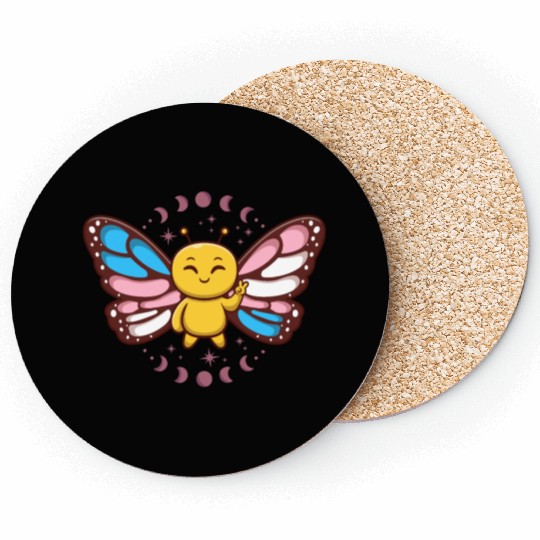 Transgender Monarch Butterfly Trans Subtle Pride Coasters