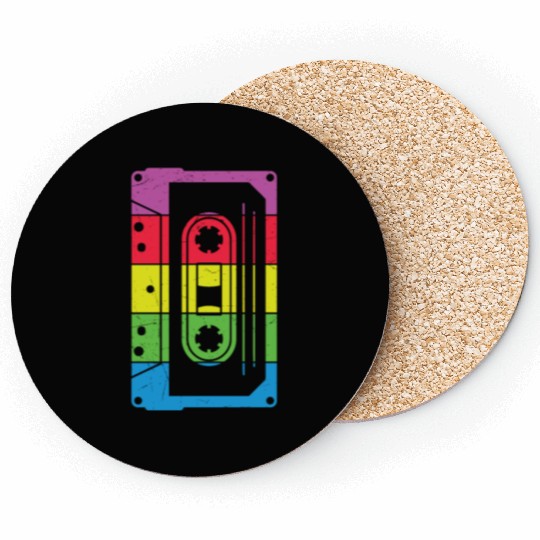 Colorful Retro Cassette Tape Coasters