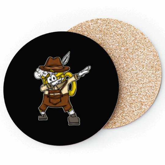 Dabbing Beer Mug Bavarian Leather Trousers Beer Coasters