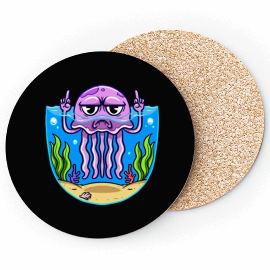 Jelly Fish Middle Finger Jellyfish Coasters