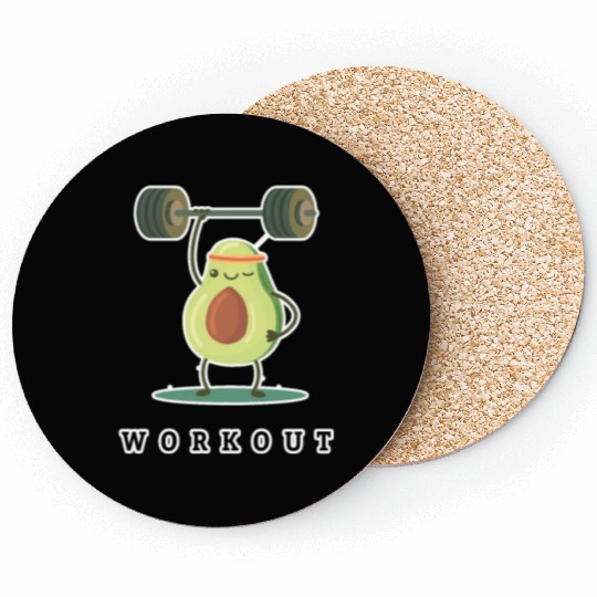 Workout Avocado cartoon Coasters