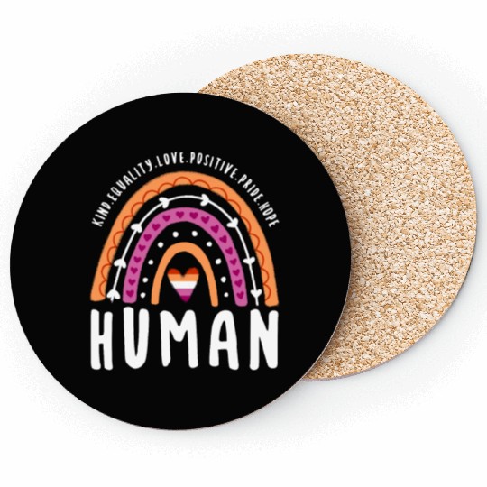 Human Lesbian Pride Rainbow Coasters