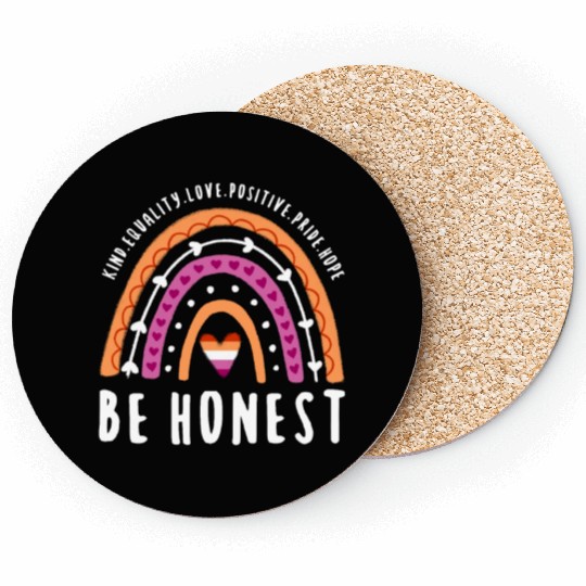 Be Honest Lesbian Pride Rainbow Coasters