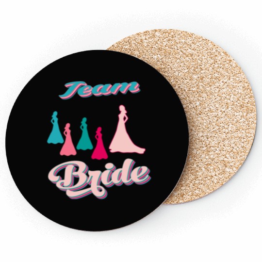 team bride silhouettes bachelorette party Coasters