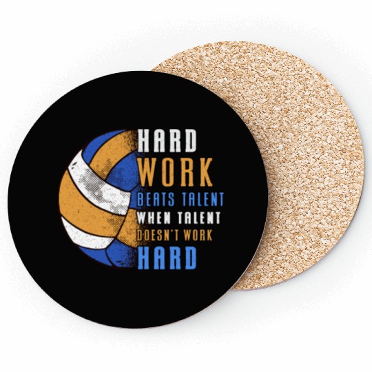 Volleyball Hard Work Beats Beach Volleyball Player Coasters