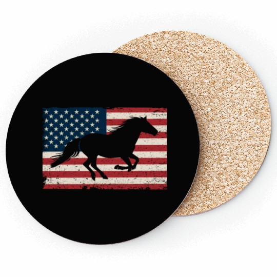 Patriotic Horse American Flag Horseback Riding Coasters