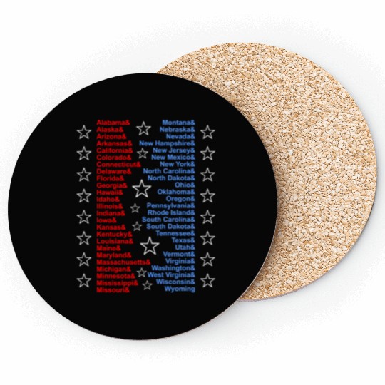 Patriotic Fifty States Red White Blue Coasters