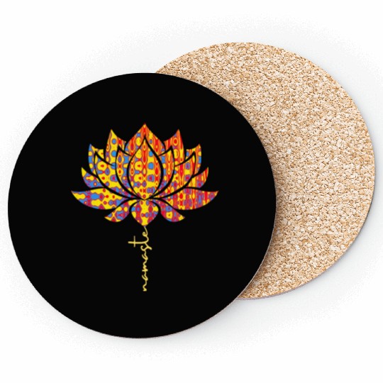 Watercolor Lotus Namaste Meditation Yoga Coasters