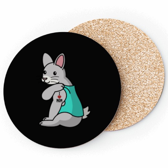 I Love Mom Tattoo Rabbit Coasters