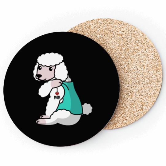 I Love Mom Tattoo Poodle Coasters