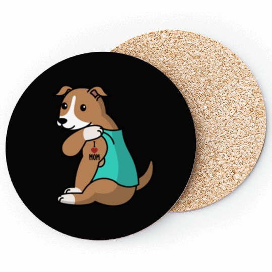 I Love Mom Tattoo Greyhound Coasters