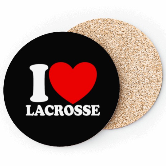 I Love Lacrosse Red Heart Lacrosse Lover Lacrosse Coasters