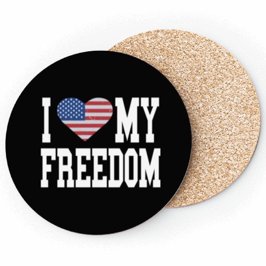 Patriotic American Flag I Heart Freedom, I Love Coasters