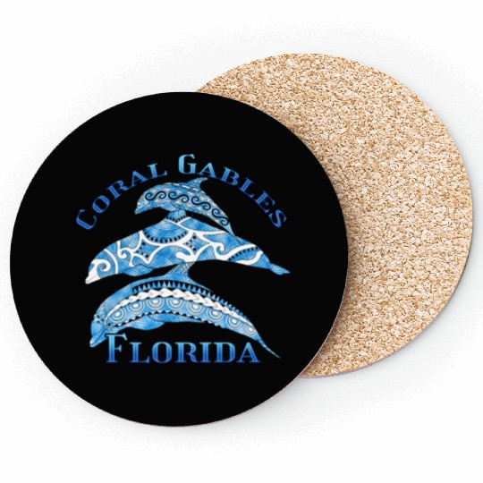 Coral Gables Florida Vacation Tribal Dolphins Coasters